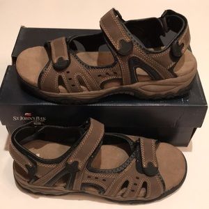 NWT ST JOHN’S BAY LEGACY BROWN VELCRO SANDALS SHOES 10 10M MEN’S